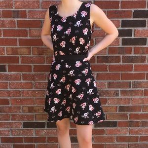 Black and Pink Floral Tank Dresses